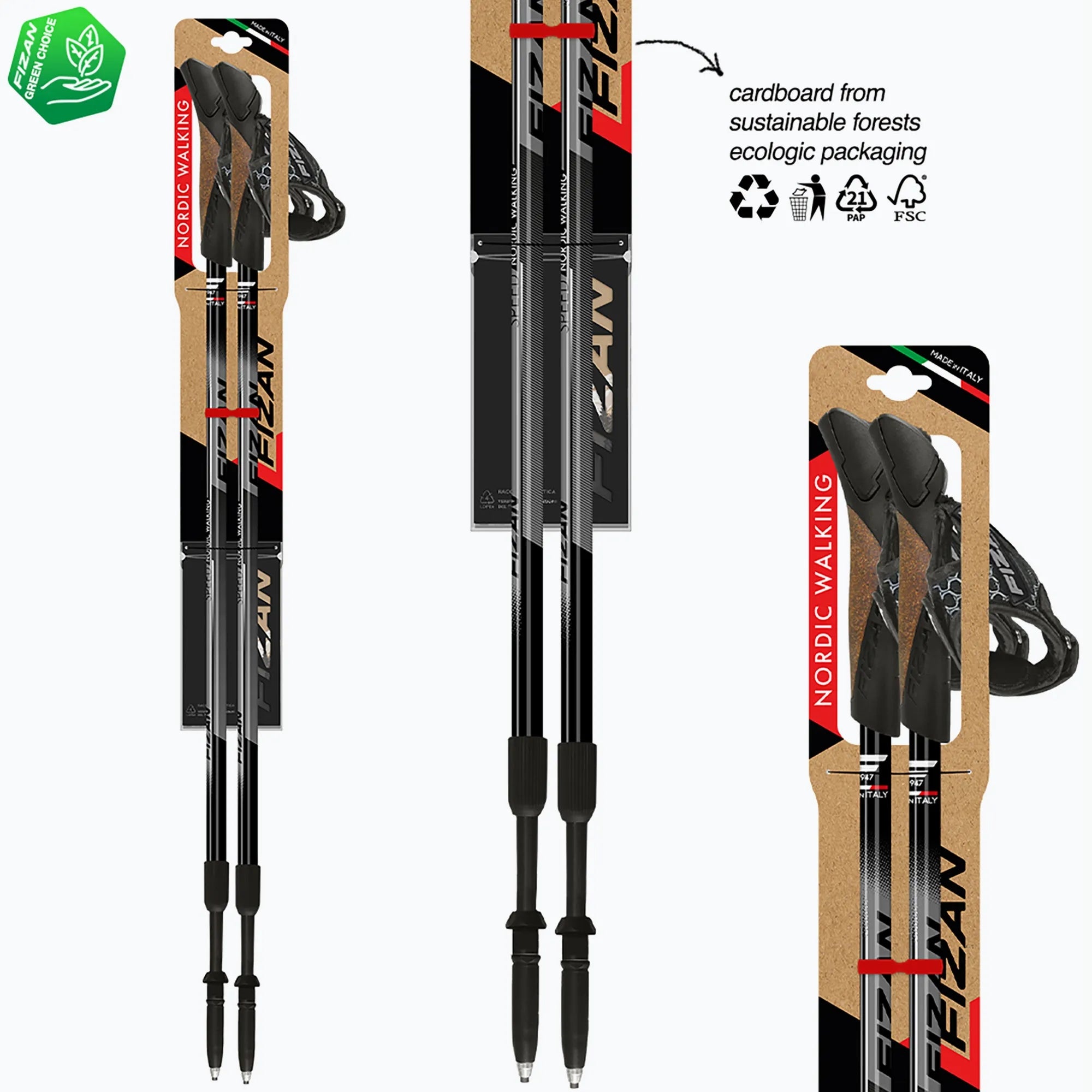 Nordic Walking poles ADJUSTABLE FIZAN SPEED 75-125cm