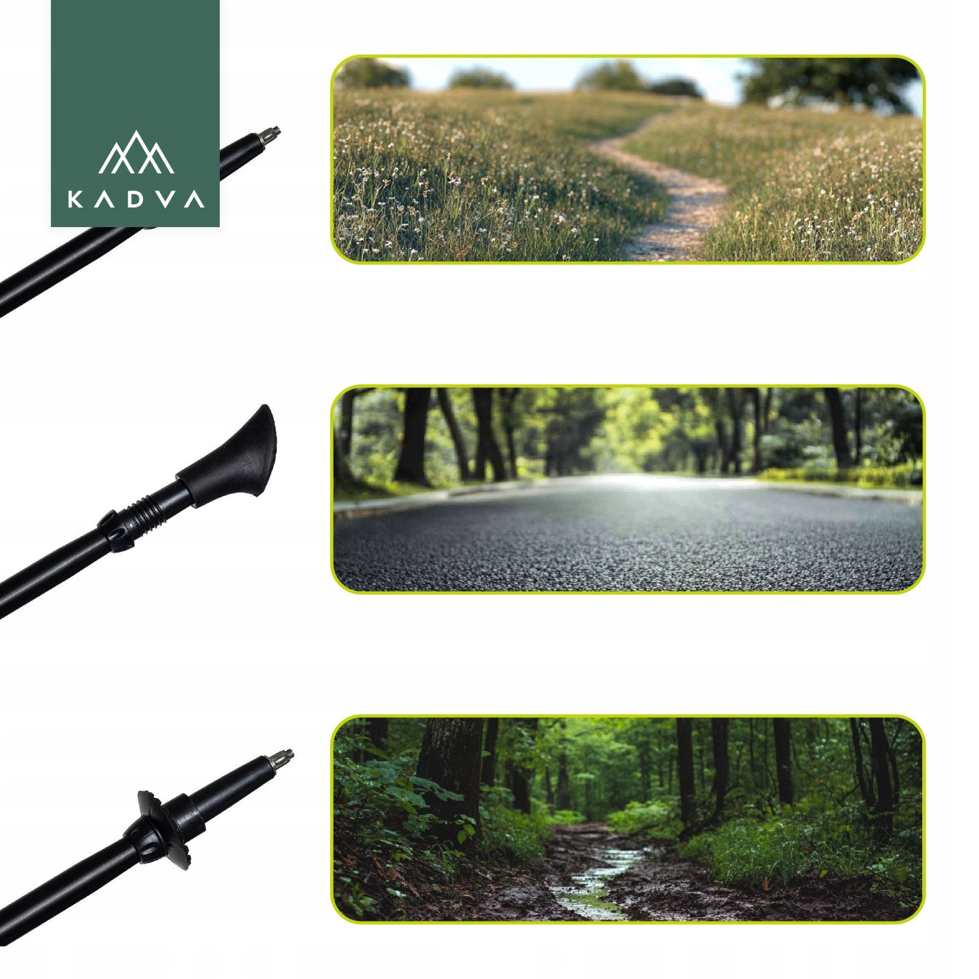 Nordic walking poles KADVA Halna green 85-135cm QUICK LOCK SYSTEM Brand Kadva