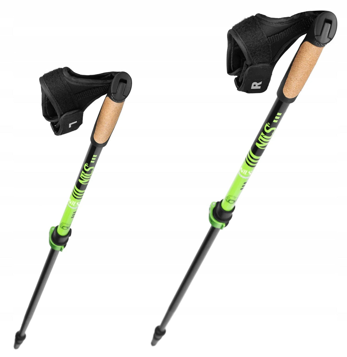 Nordic walking poles NILS NW8611 (93 - 125 cm) Black and green Color green