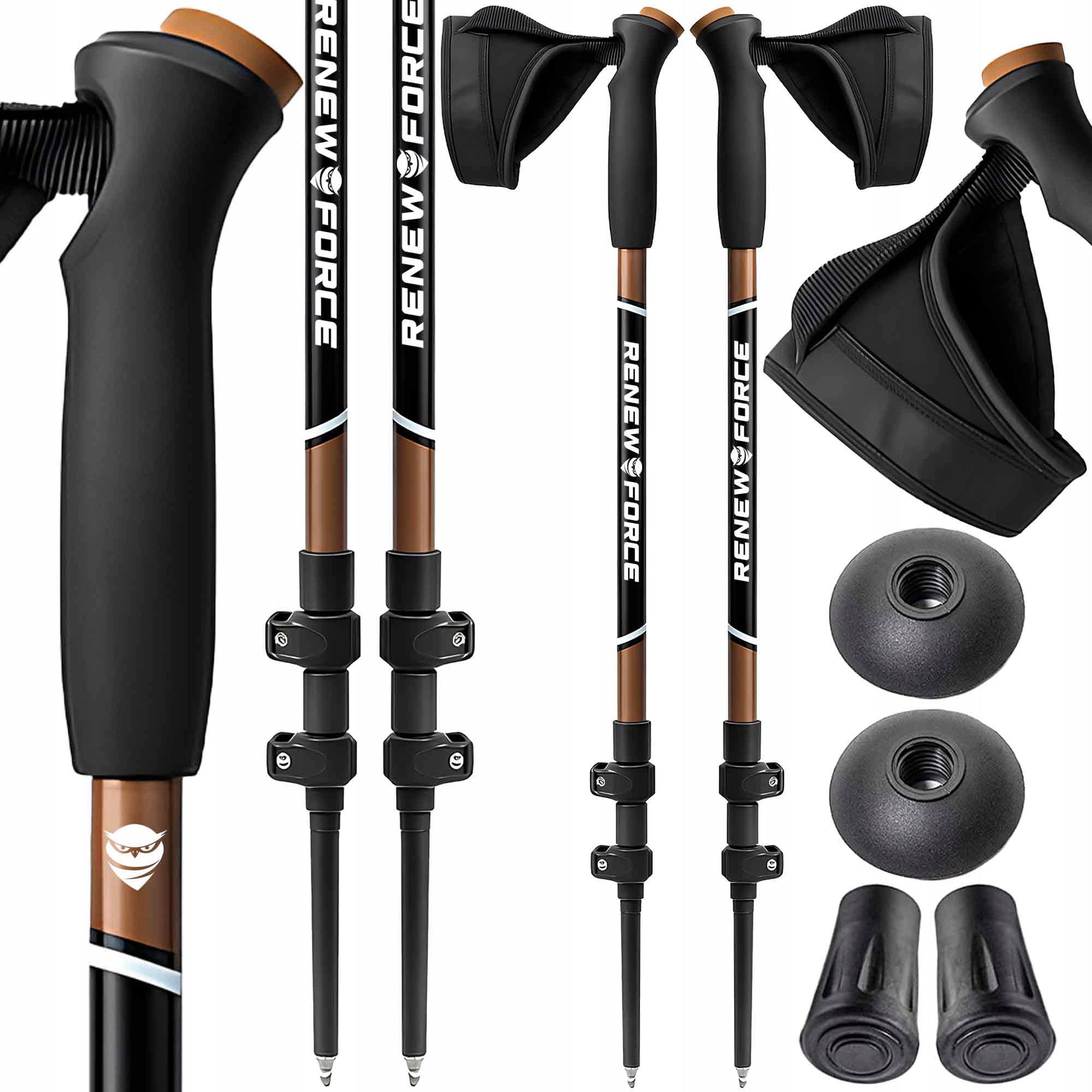 Nordic walking poles Renew Force adjustable 65-138 cm black