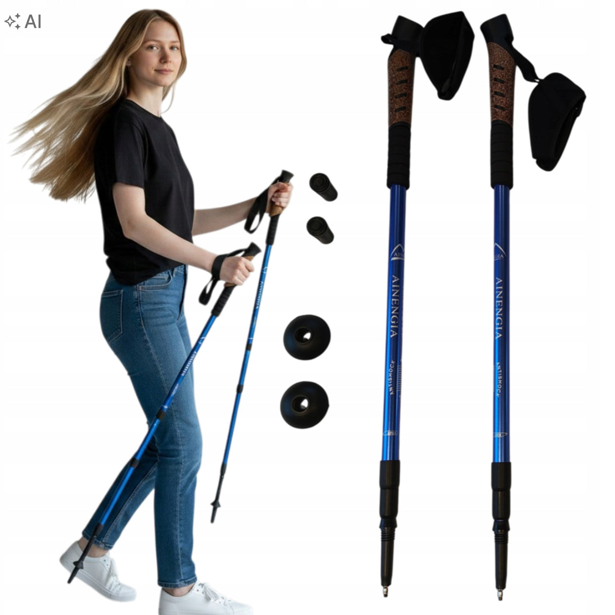Nordic walking poles trekking cork 2sz for walking adjustable in the mountains