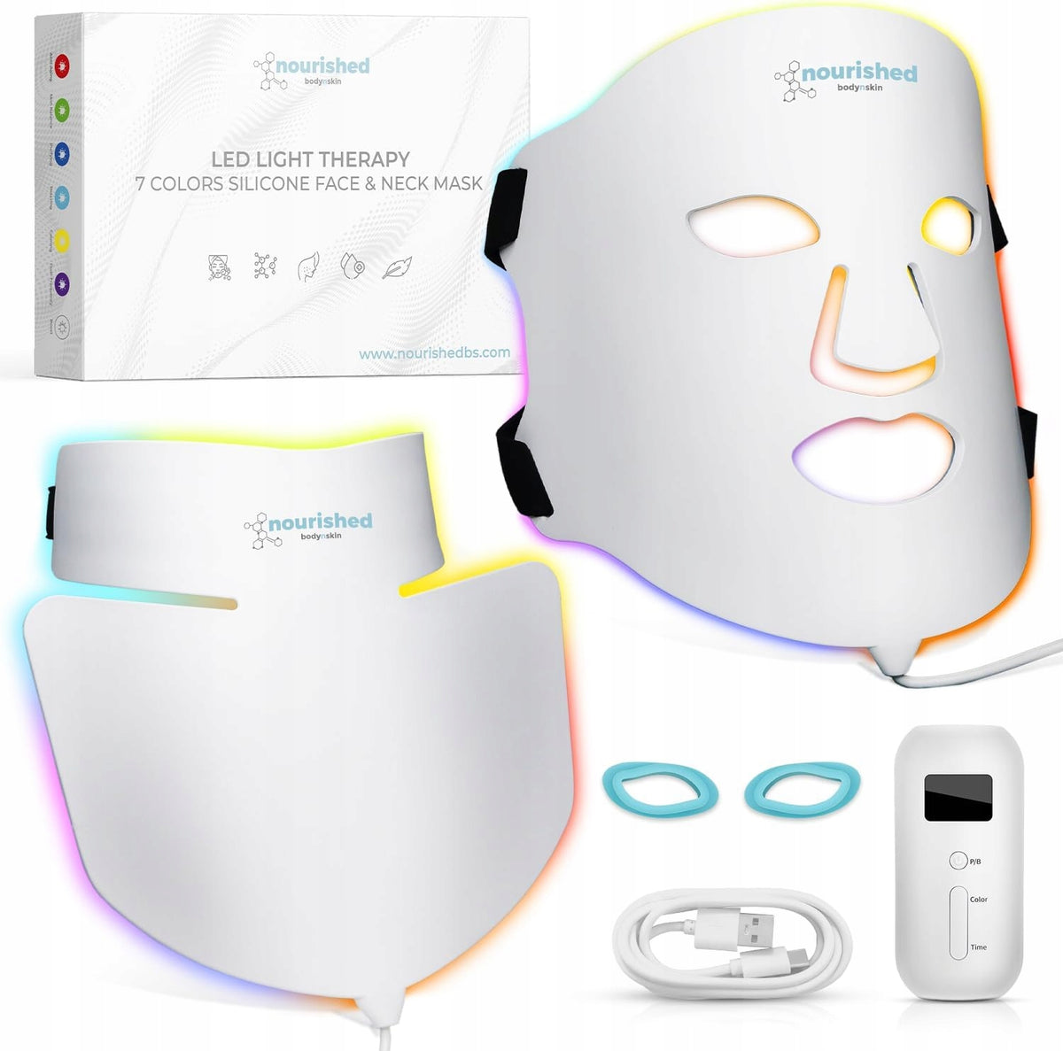 Nourished LED Mask 7 Colors For Face And Neck With Light Therapy M2857