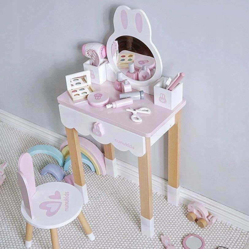 Nunukids Wooden Children's Dressing Table Large XXL Rabbit Accessory Set Manufacturer code DREWNIANA TOALETKA Z AKCESORIAMI