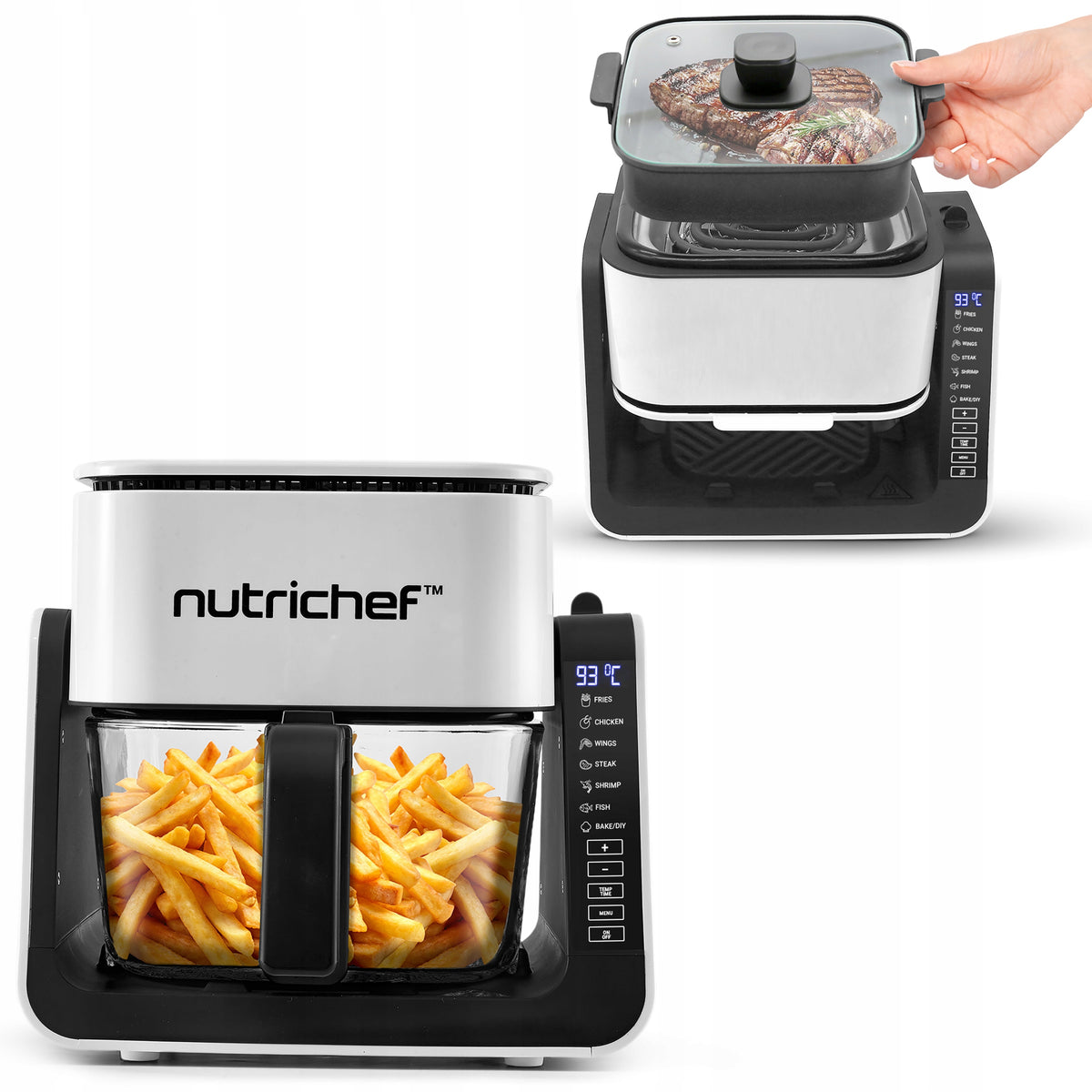 NutriChef air fryer and grill 1500W 7 in 1 4L with fast air circulation Manufacturer code NCAF538TW - - FRYTKOWNICA BEZTŁUSZCZOWA