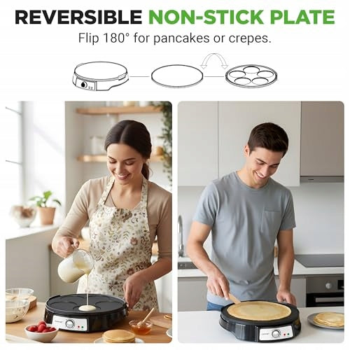 NutriChef pancake maker 32 cm, reversible, non-stick, Led Brand NUTRICHEF