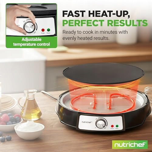 NutriChef pancake maker 32 cm, reversible, non-stick, Led Model NCPCRM13