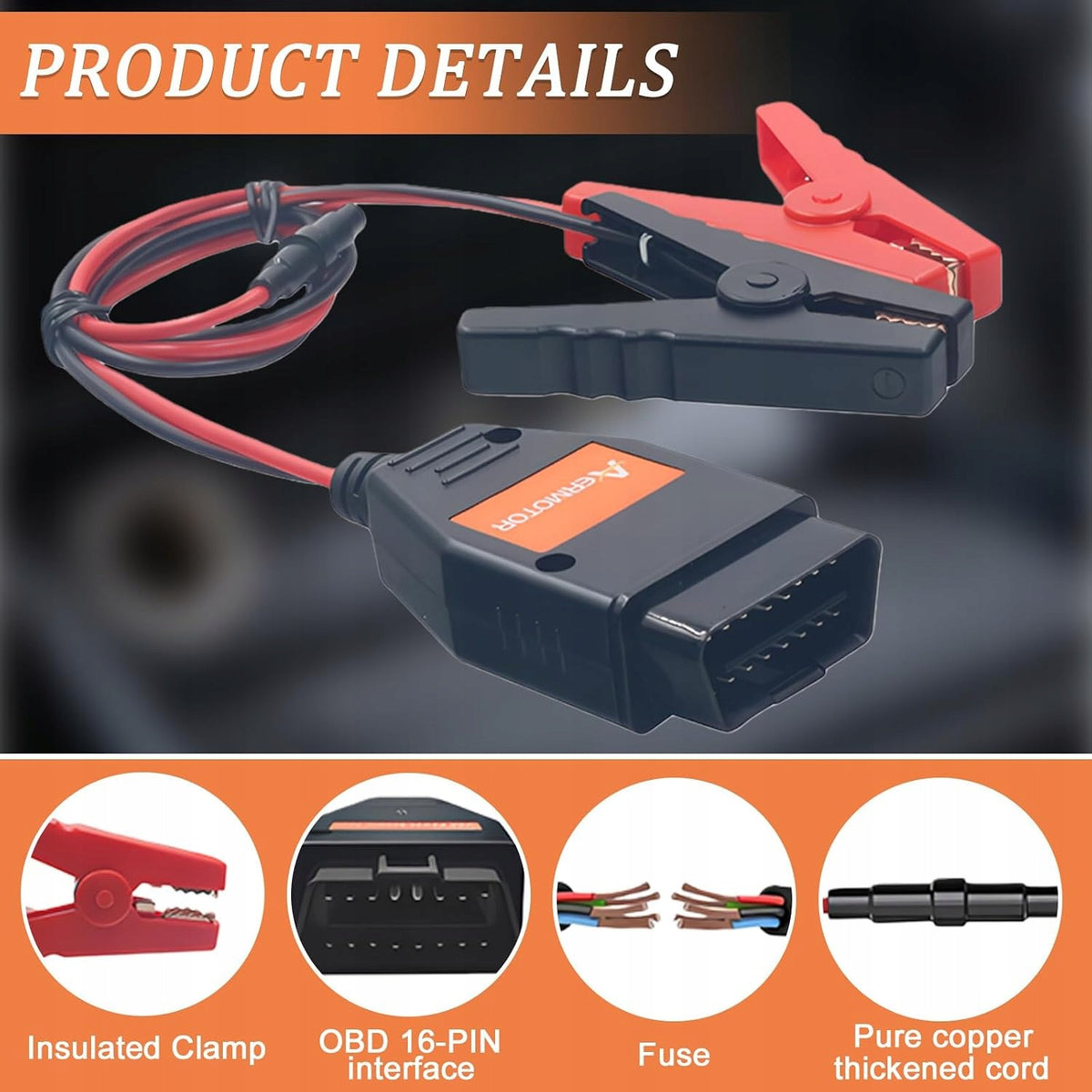 OBD2 ECU 12V MEMORY SAVER POWER CABLE BATTERY PROTECTION Amperage 2 A