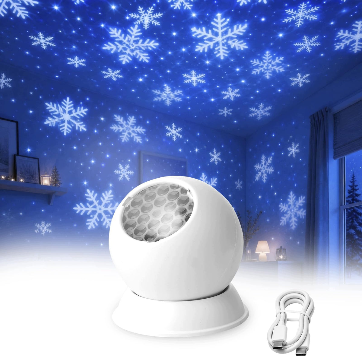 OCEAN WAVE LED PROJECTOR RGB 360° NIGHT LIGHT USB ROTATING RELAXATION Packaging status original