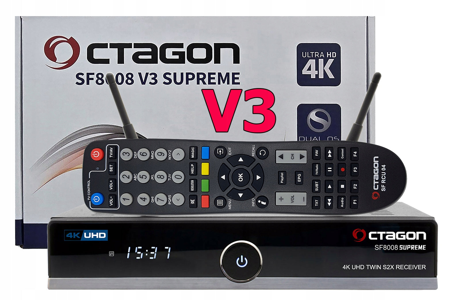 OCTAGON SF8008 V3 SUPREME TWIN 4K 2xS2X MS WIFI 1200 BT OSCAM CCCAM OPENATV