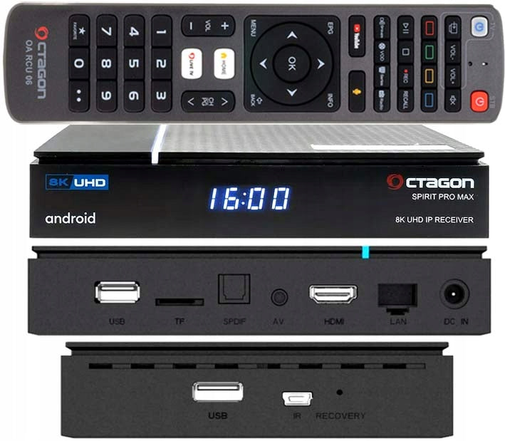 OCTAGON SPIRIT PRO MAX 8K UHD HDR10+ ANDROID TV 11.0 STREAMING 5G WLAN BT