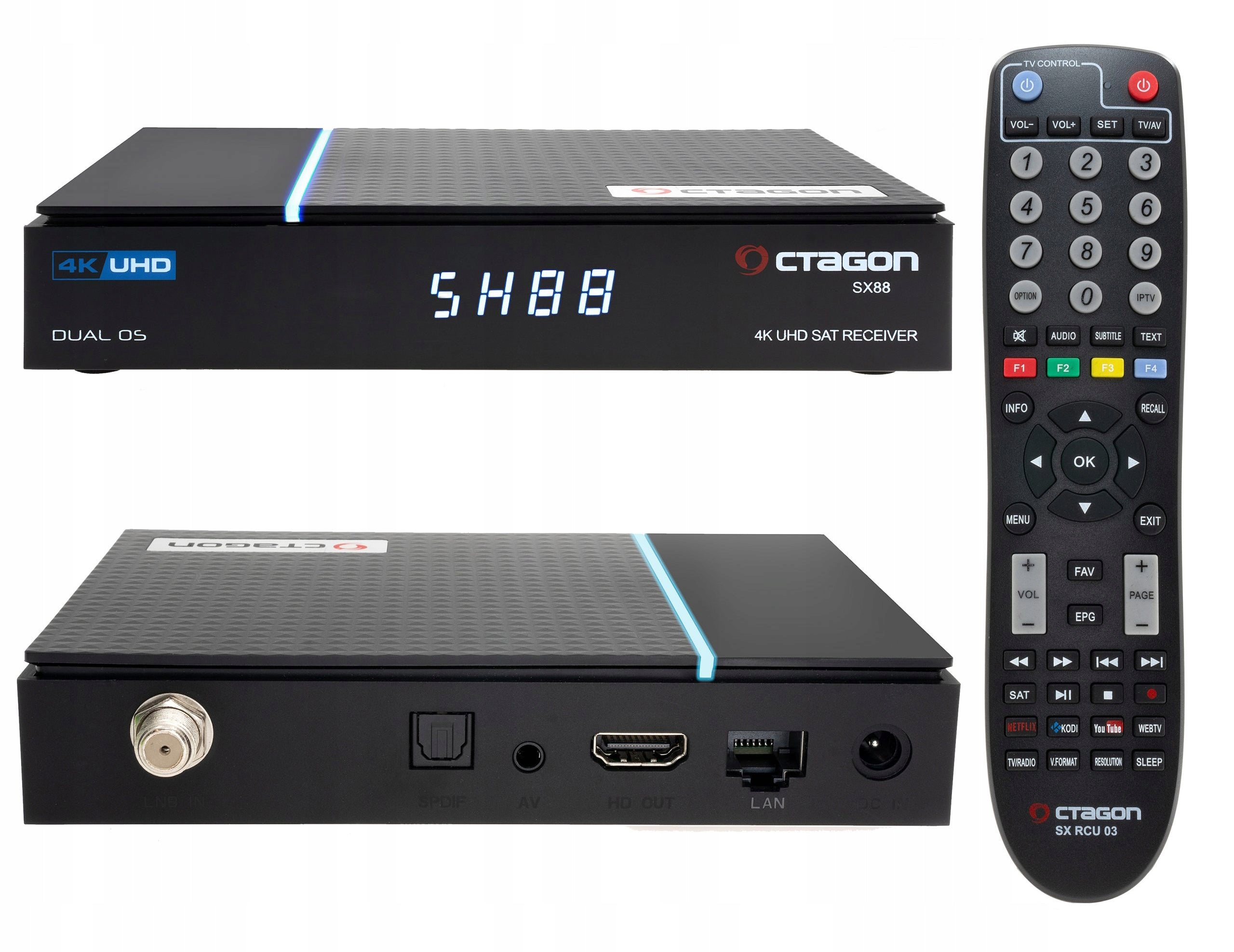 OCTAGON SX88 V2 4K LINUX E2 Dual OS OSCAM CCCAM CHEAPEST OCTAGON 4K Manufacturer code 4260189999755