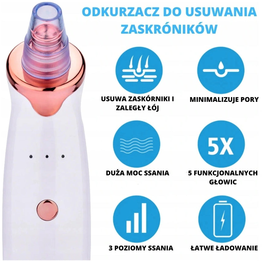 ODKURZACZ WĄGRÓW 12w1 MIKRODERMABRAZJA + MASAŻER + Power supply rechargeable battery