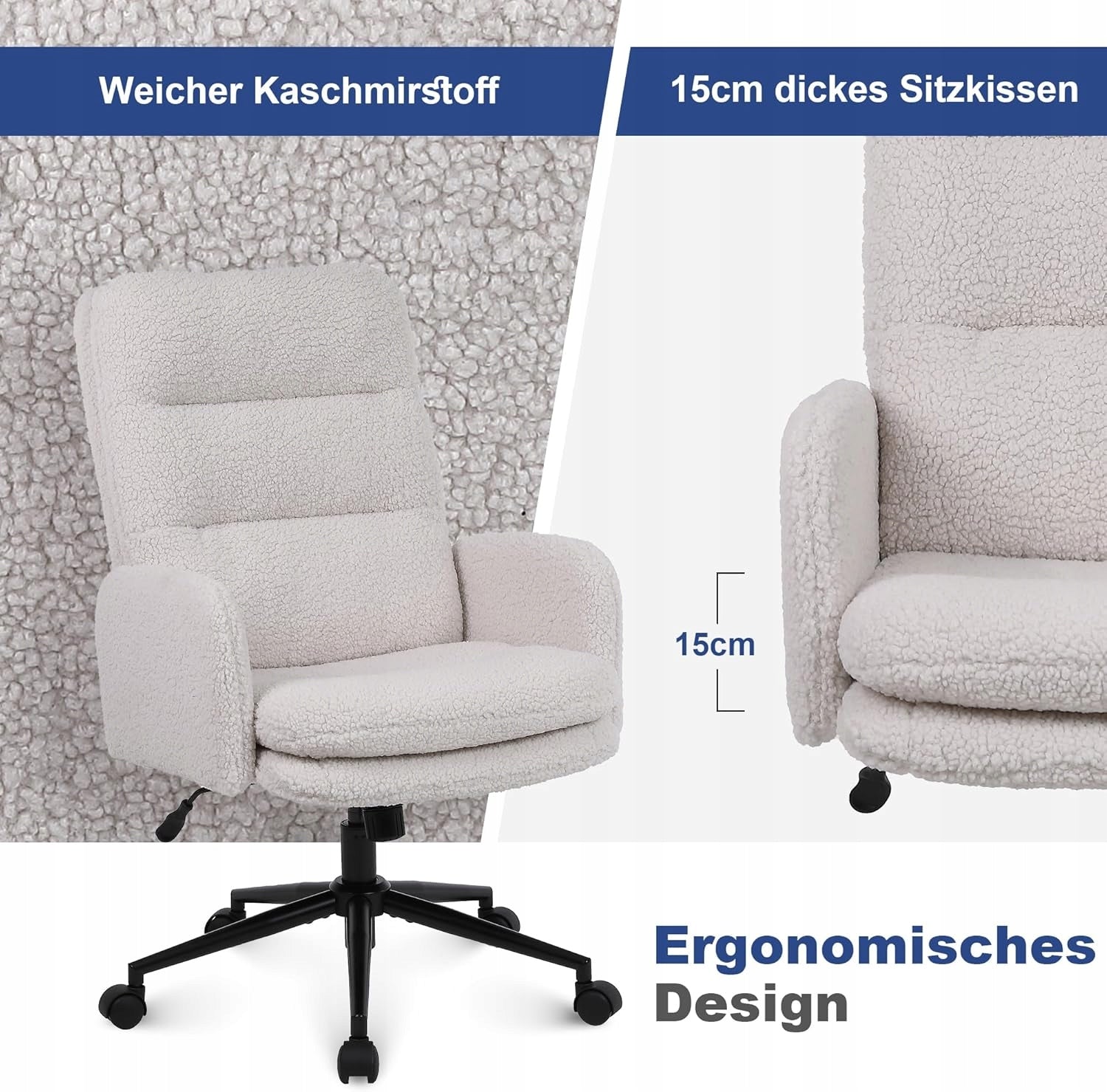 OFFICE CHAIR, ERGONOMIC, FOR DRESSING TABLE. CASHMERE. Brand no brand