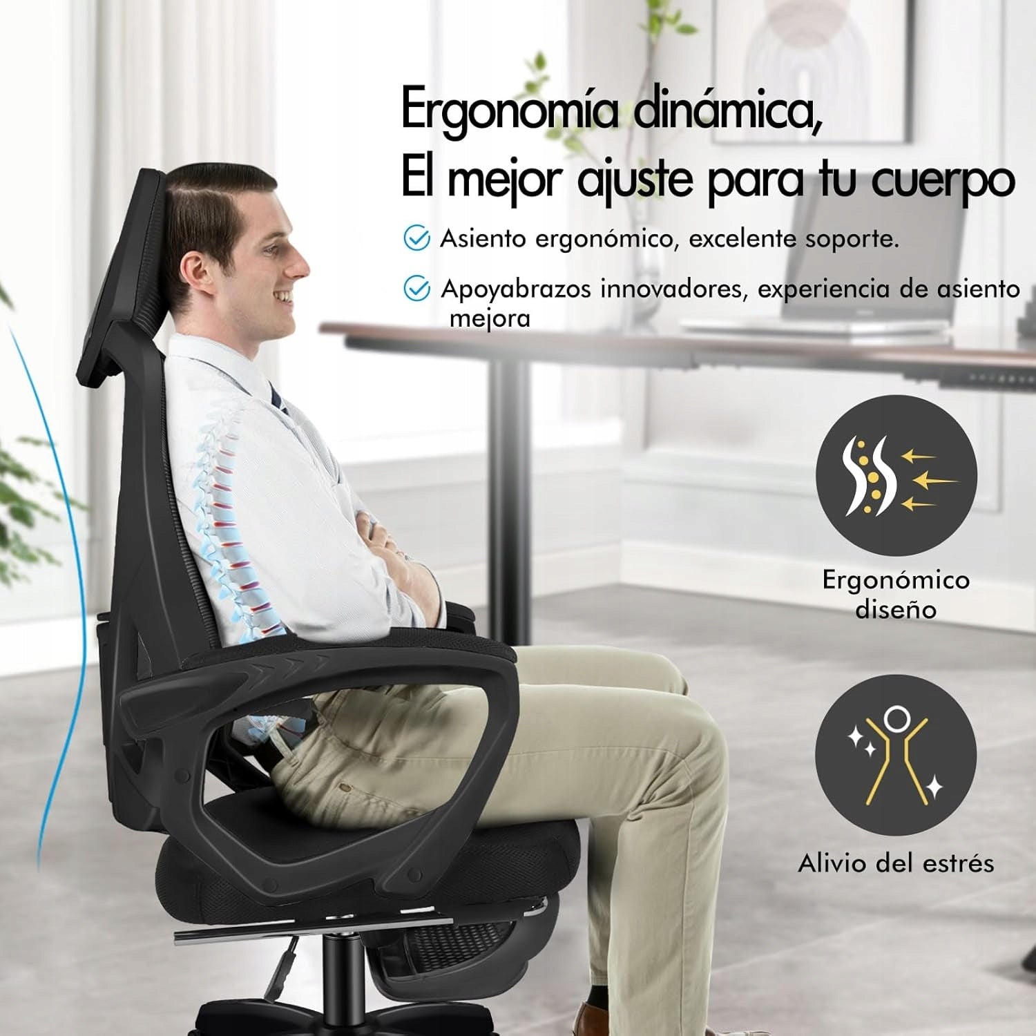 OFFICE CHAIR, ERGONOMIC, WITH FOOTREST. ALFORDSON. Brand no brand