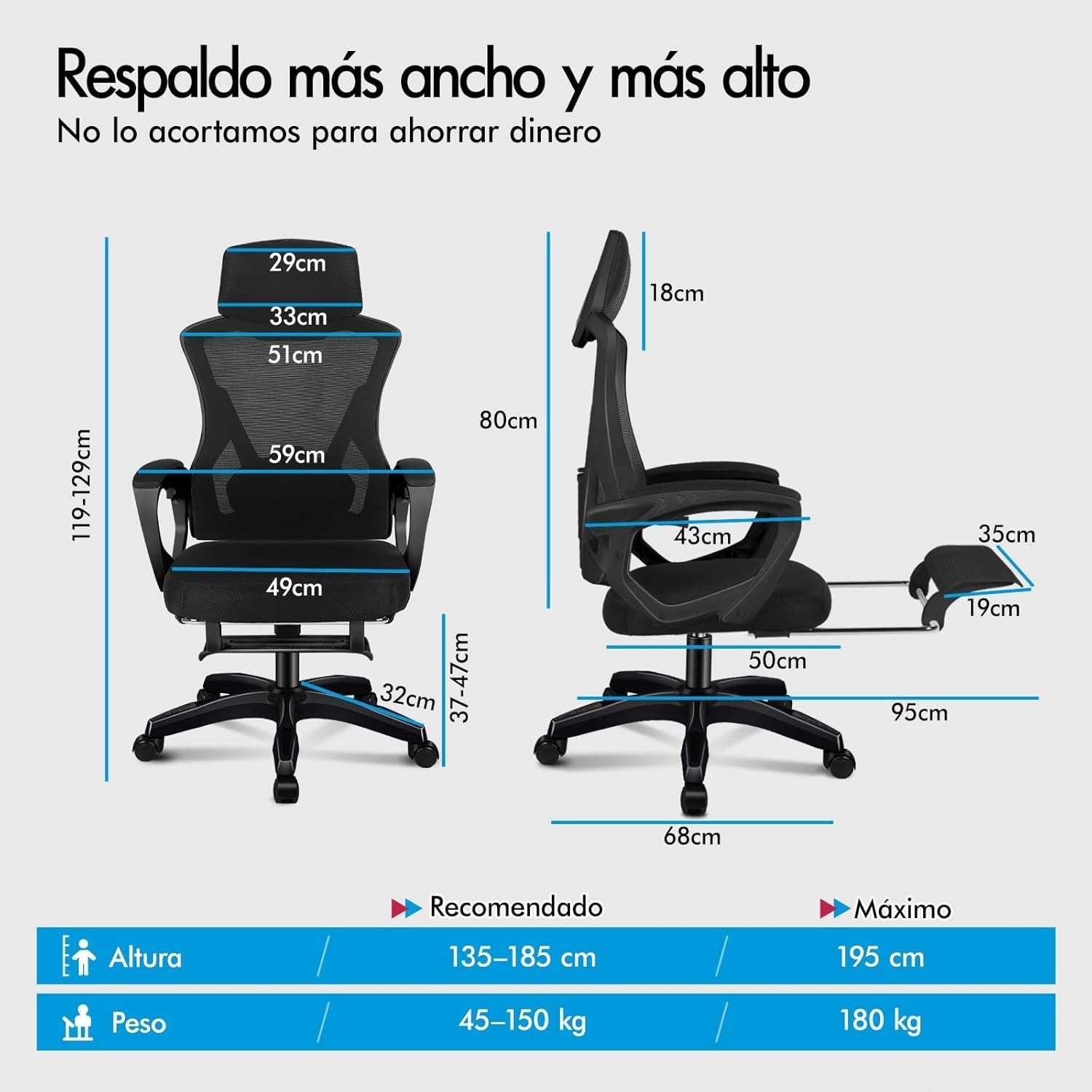 OFFICE CHAIR, ERGONOMIC, WITH FOOTREST. ALFORDSON. Manufacturer code B0FB2WTR74