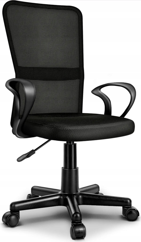 OFFICE CHAIR SWIVEL CHAIR ON WHEELS ADJUSTABLE BLACK