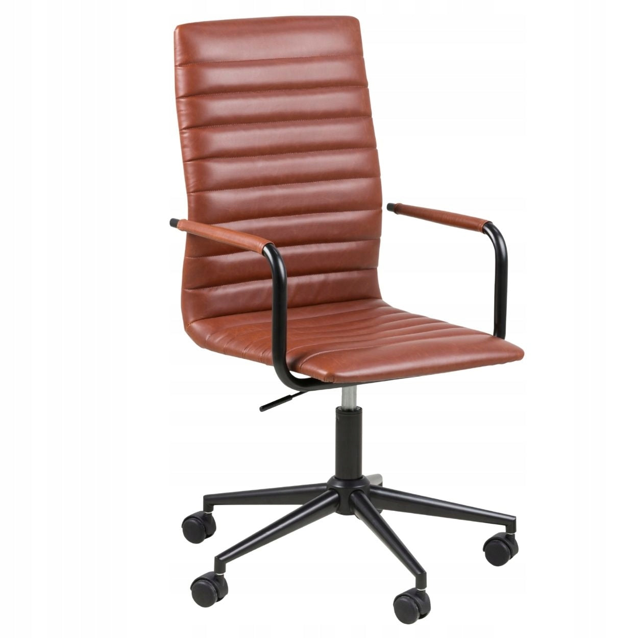 OFFICE CHAIR SWIVEL upholstered eco leather adjustable quilted brown Packaging status original