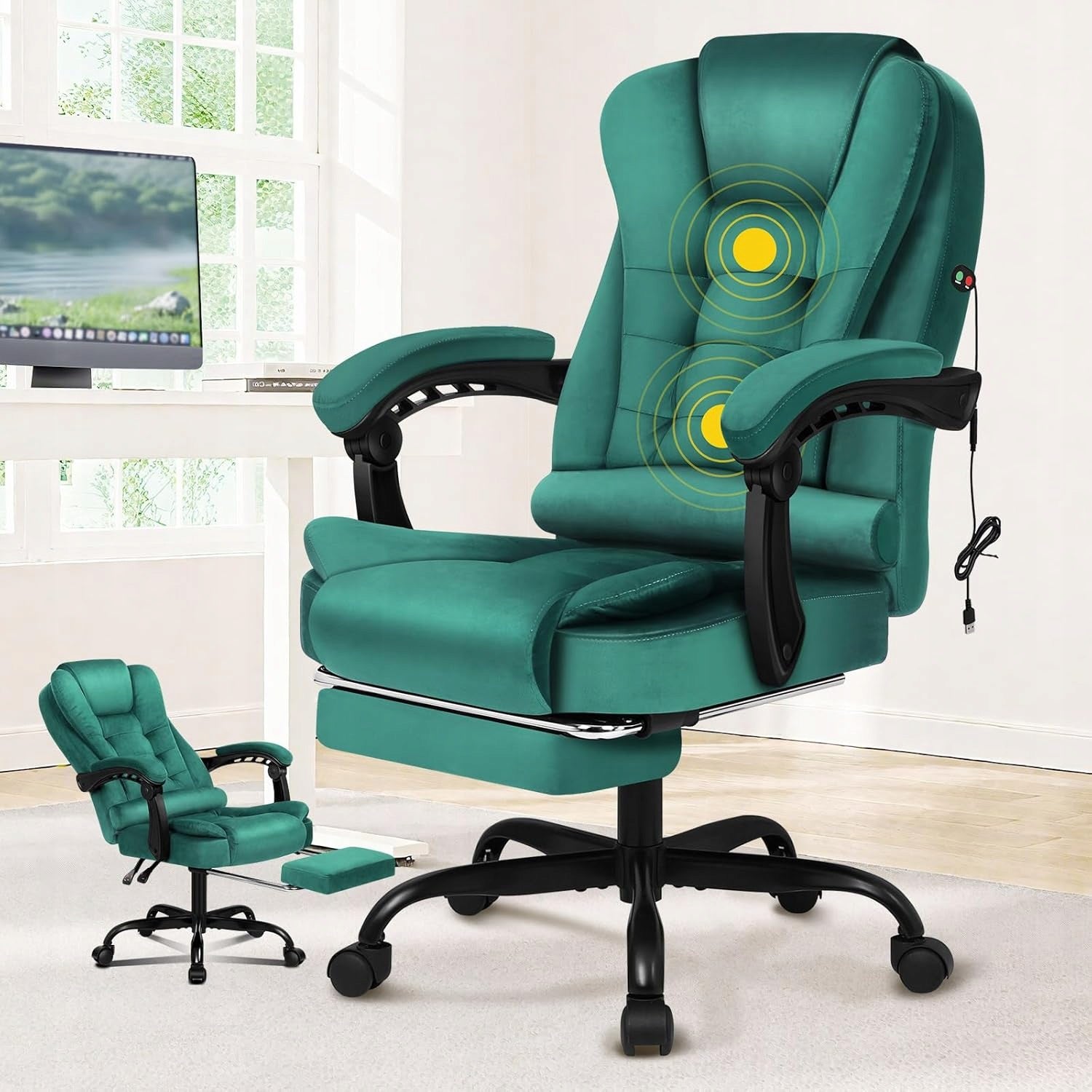 OFFICE CHAIR WITH FOOTREST AND WARM MASSAGE FUNCTION. ALFORDSON EXECUTIVE.