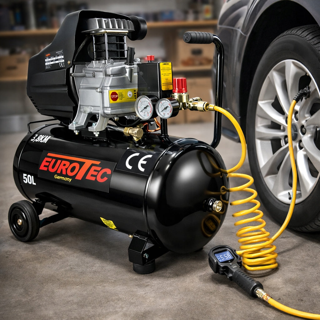 OIL COMPRESSOR 50L AIR COMPRESSOR + PAINTING SET 8 BAR Manufacturer code Sprężarka 50l z zestawem lakierniczym