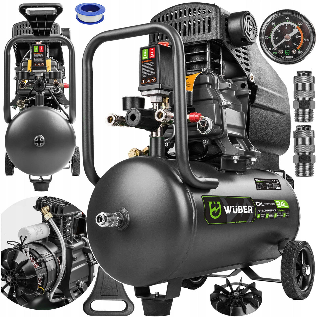OIL COMPRESSOR AIR COMPRESSOR 24 LITERS SINGLE PISTON 24L WUBER