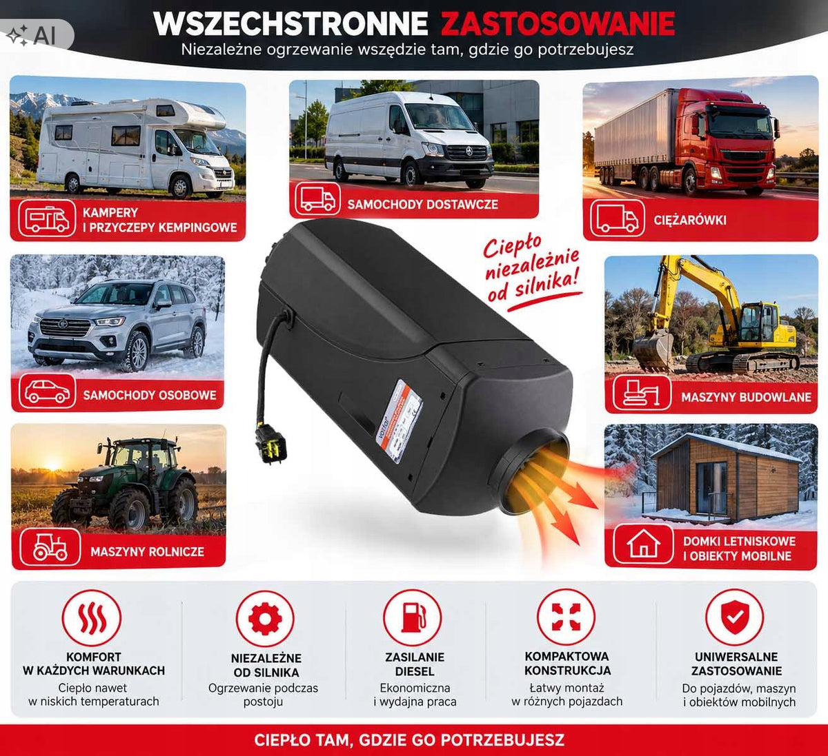 OIL DIESEL HEATER 8KW 12V 15A DIESEL PARKING HEATER PILOT Manufacturer code V05377