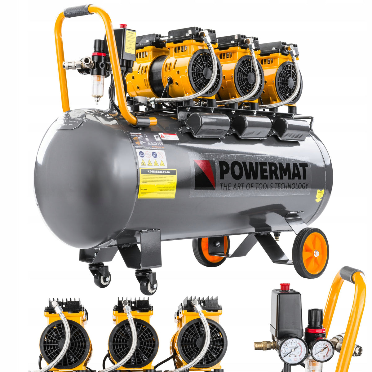 OIL-FREE COMPRESSOR 100L COMPRESSOR 8 BAR 580l/min 230V QUIET 79dB 4,1HP