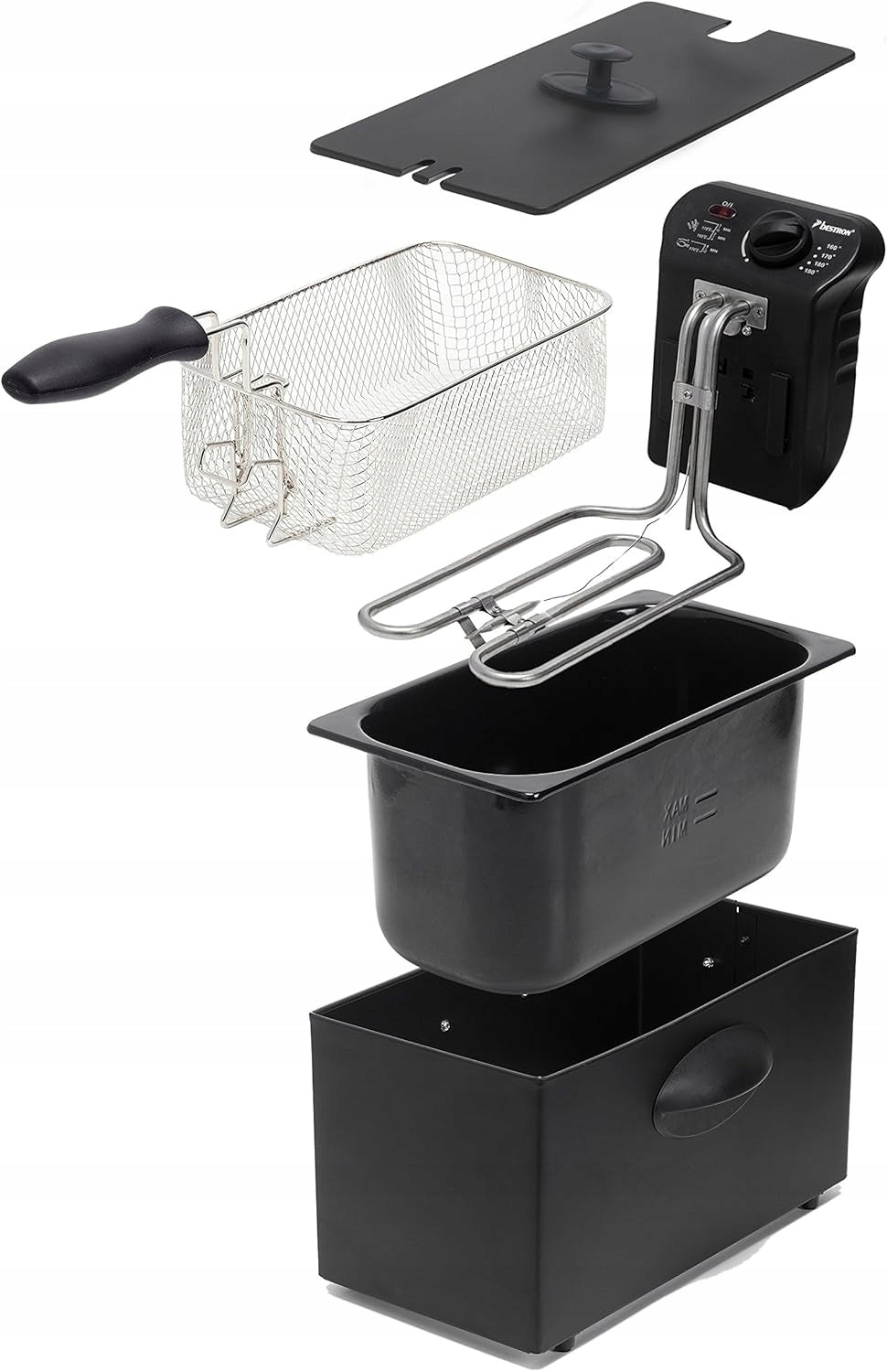 OIL FRYER 3,5L 2000W COLD ZONE THERMOSTAT BLACK BESTRON