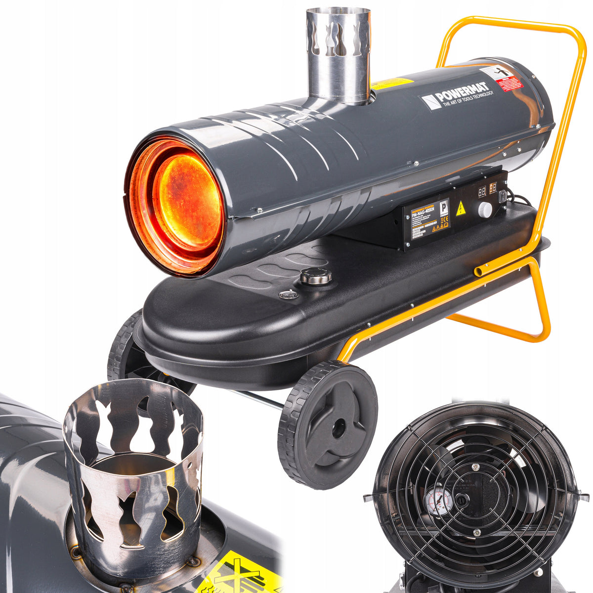 OIL HEATER 40 KW WITH COMBUSTION CHIMNEY BLOWER + THERMOSTAT LCD FURNACE