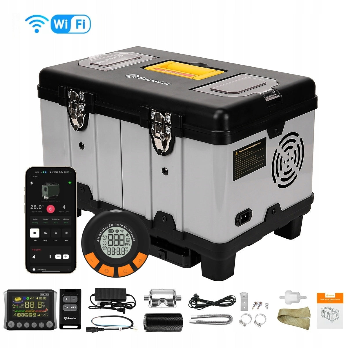 OIL HEATER 8KW 12/24V WIFI BT 230V with wireless sensor Manufacturer code SUNSTER TB10PROWIFI