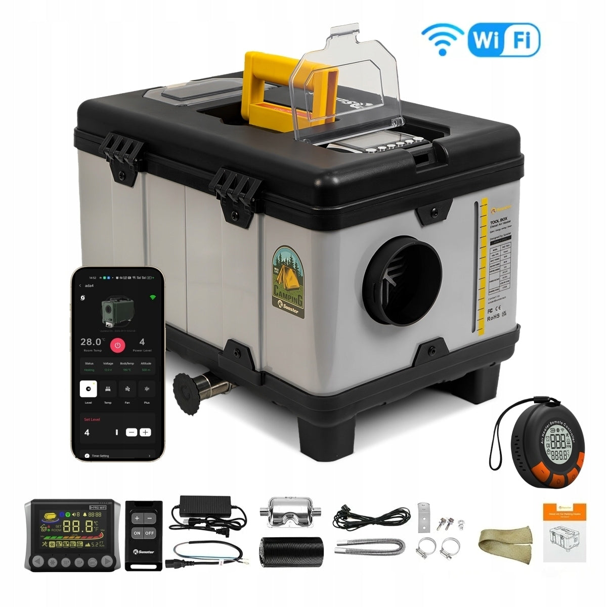 OIL HEATER 8KW 12/24V WIFI BT 230V with wireless sensor