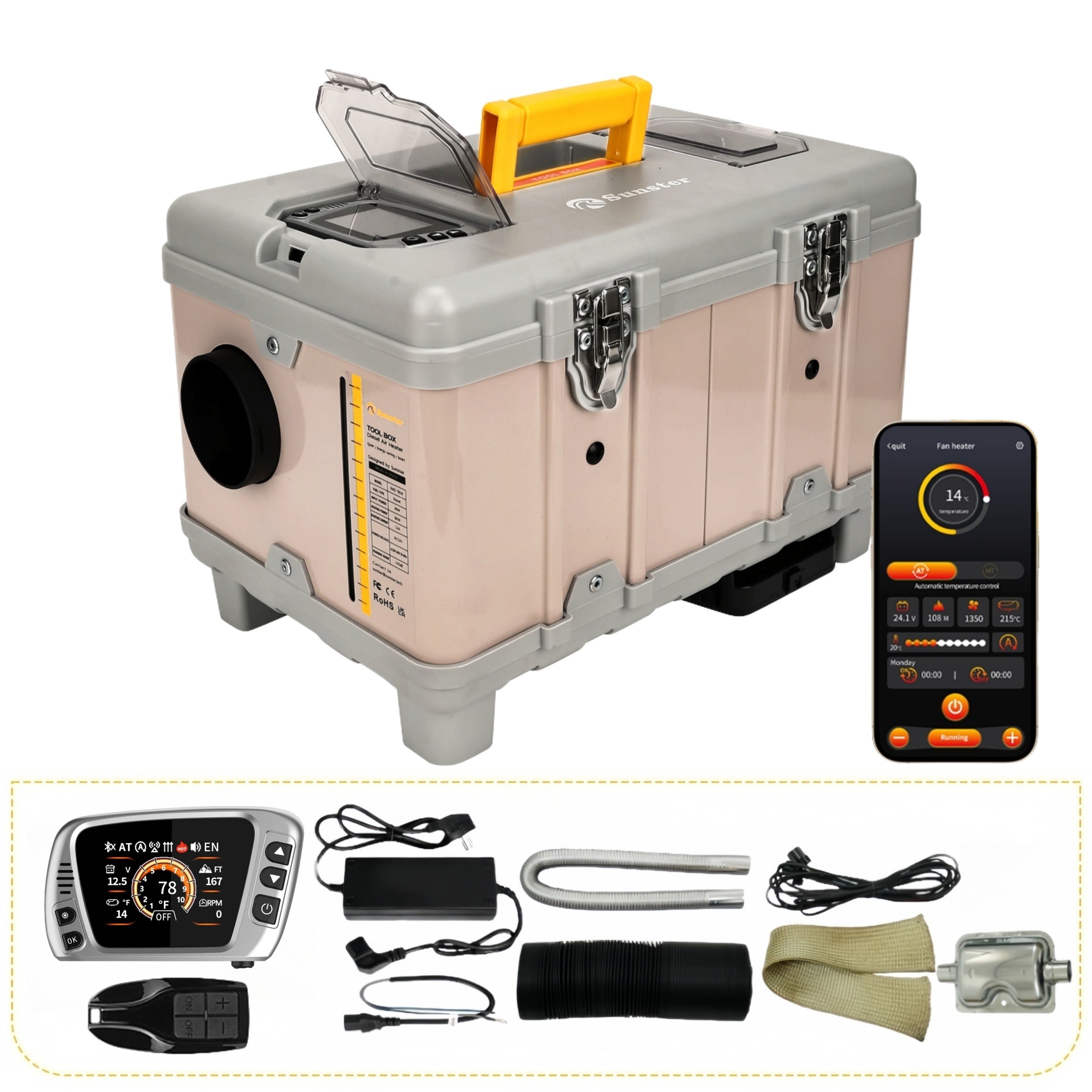 OIL HEATER 8KW 230V 12V WEBASTO WITH VENTILATION AND START/STOP BT LCD