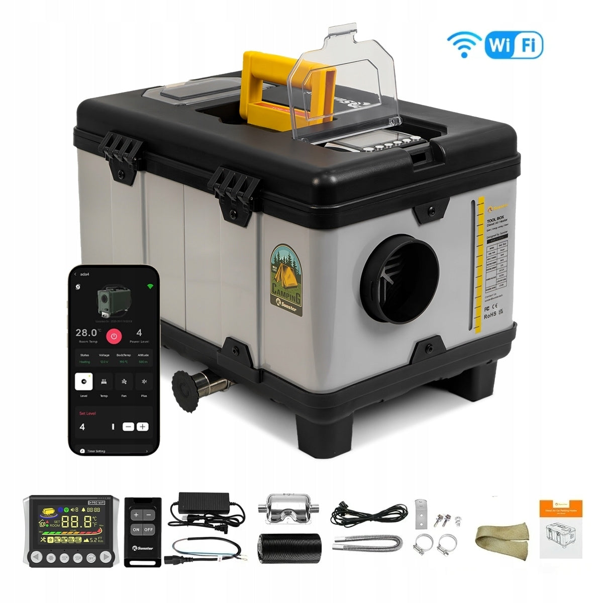 OIL HEATER WIFI BLUETOOTH 8KW 230V 12/24V WEBASTO AUTO ON/OFF LCD