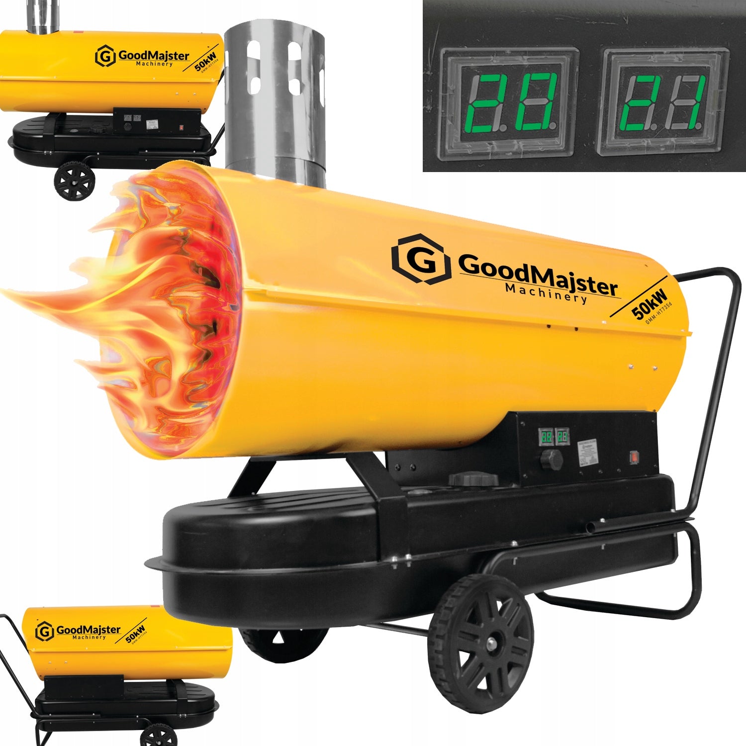 OIL HEATER WITH CHIMNEY unscented COMBUSTION THERMOSTAT LCD 50kW