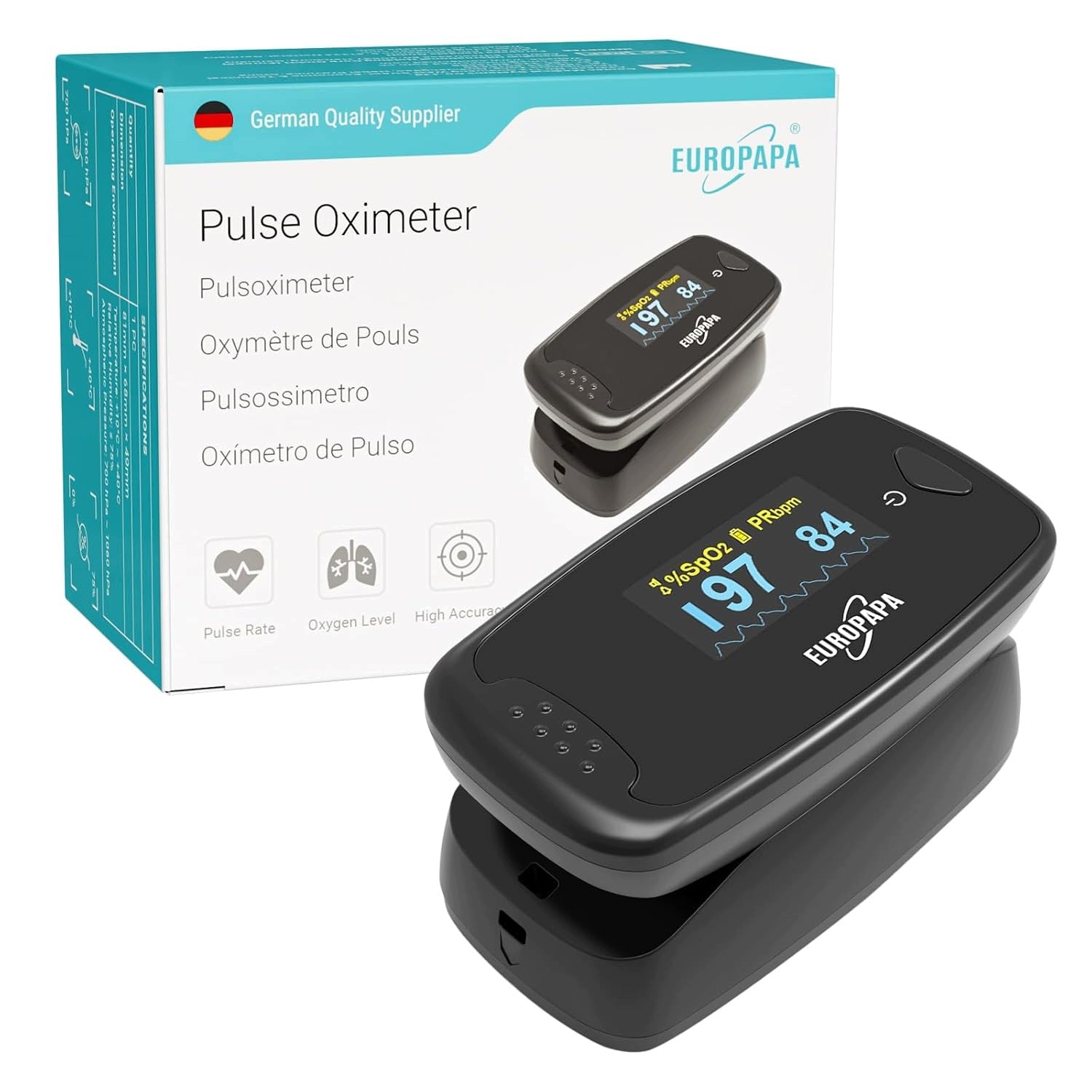 OLED FINGER PULSE OXIMETER MEASUREMENT OF ADULT HEART RATE SPO2