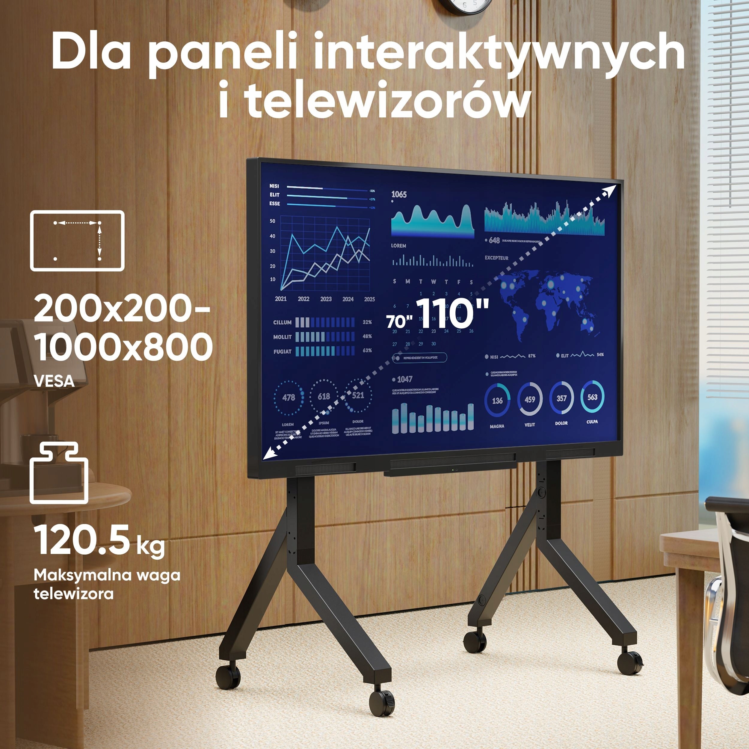 ONKRON TV stand on wheels 70-110 inches, up to 125 kg, TS2081-B EAN (GTIN) 4262392442813