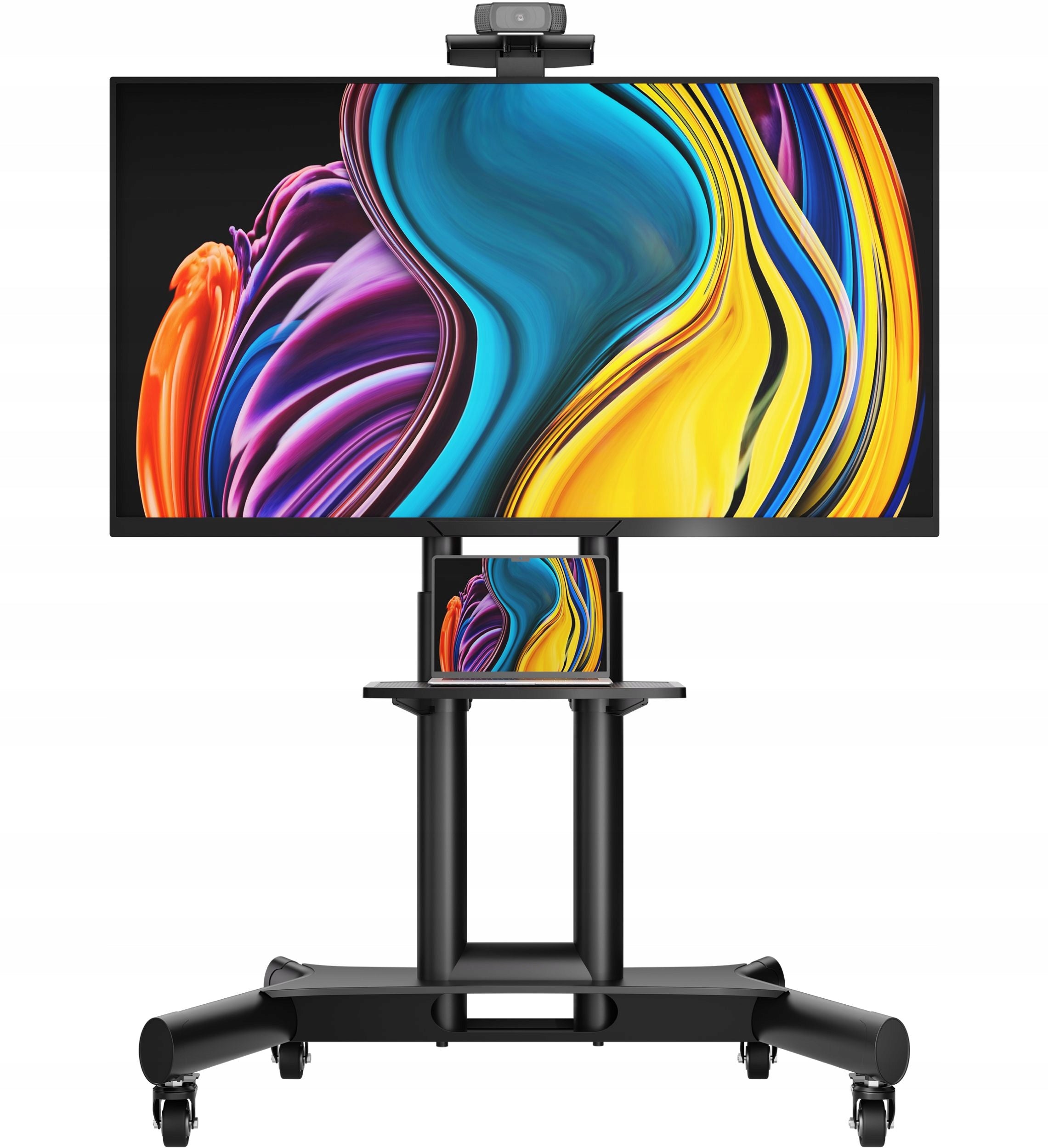 ONKRON TV stand on wheels with shelf 40-70 inches, black, TS1551-B