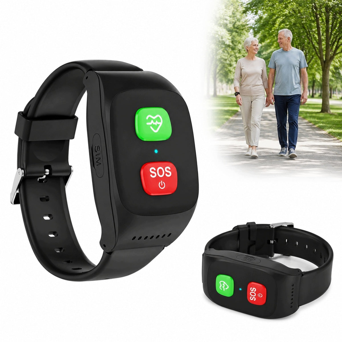 OPASKA DLA SENIORA LOKALIZATOR GPS CZUJNIK UPADKU TĘTNO PRZYCISK SOS