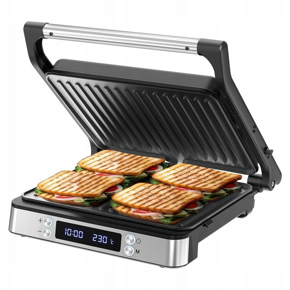 OPIEKACZ GRILL ELEKTRYCZNY 4 KROMKI REGULACJA TEMPERATURY Z TIMEREM 2000W Packaging status original