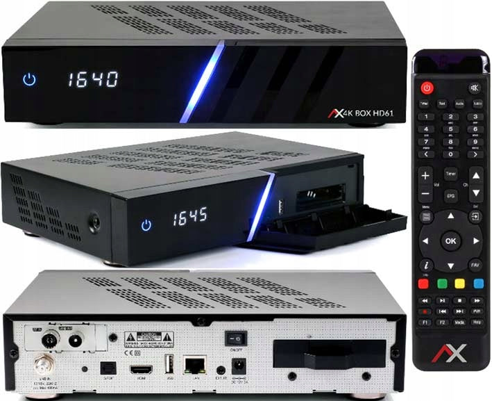 OPTICUM AX 4K BOX HD61 COMBO DVB-S2X + DVB-T2/C OSCAM CCCAM E2 2xCI+ 1xCA