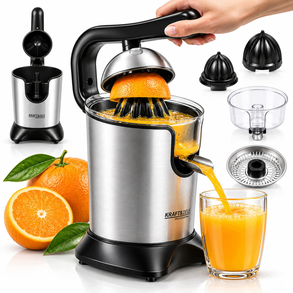 ORANGE FRUIT CITRUS JUICER 500W JUICE PRESSURE LEVER