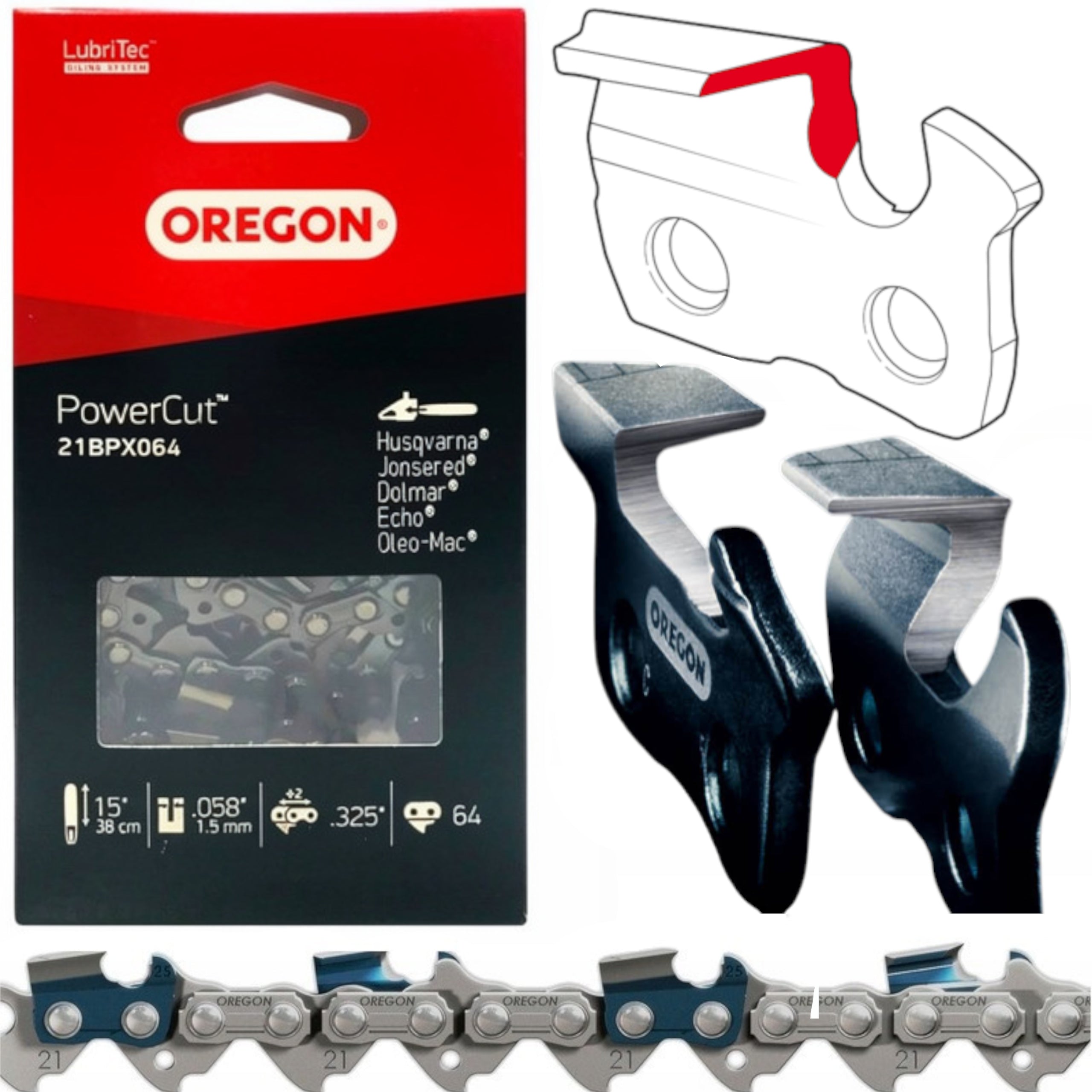 OREGON CHAIN FOR SAW 15" 64 LINKS 325 1,5 PowerCut 21BPX064E