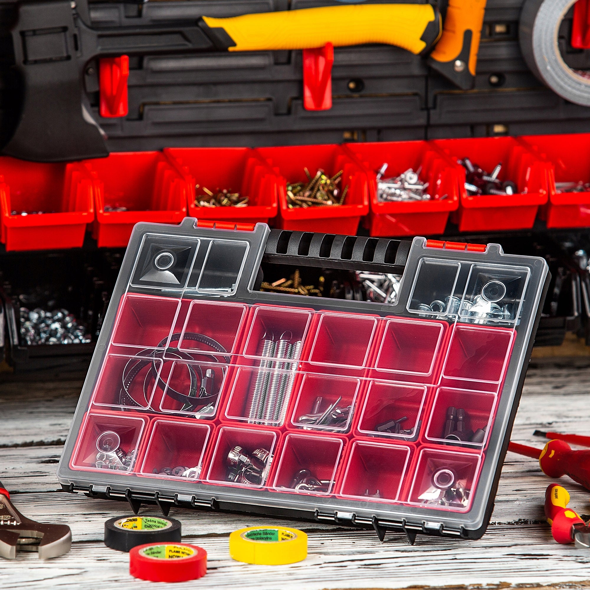 ORGANIZER WORKSHOP CONTAINER 18 DRAWERS GARAGE BOX FOR SCREW SCREWS Manufacturer code K6552