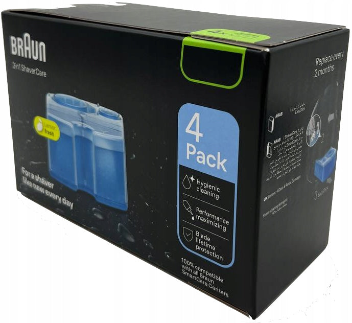 ORIGINAL BRAUN CCR4 Clean&Charge CARTRIDGES 4-Pack