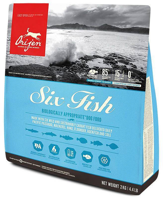 ORIJEN SIX FISH DOG 2KG + FREEBIE Packaging status original