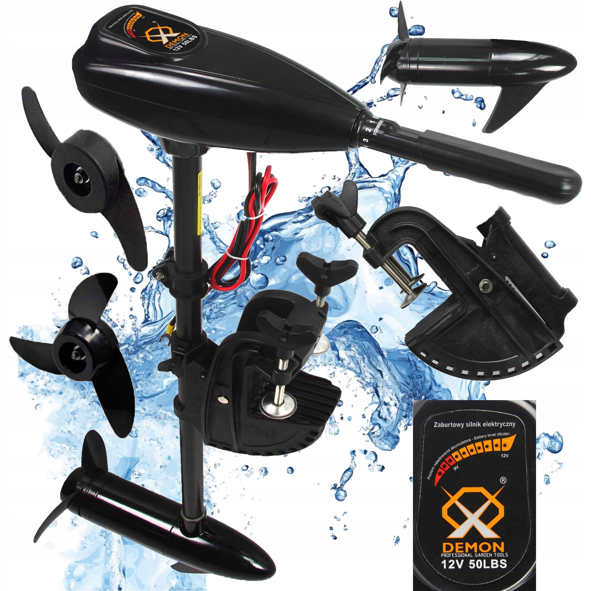 OUTBOARD ELECTRIC MOTOR FOR BOAT PONTOON 50 LBS 5 GEARS 408W DEMON