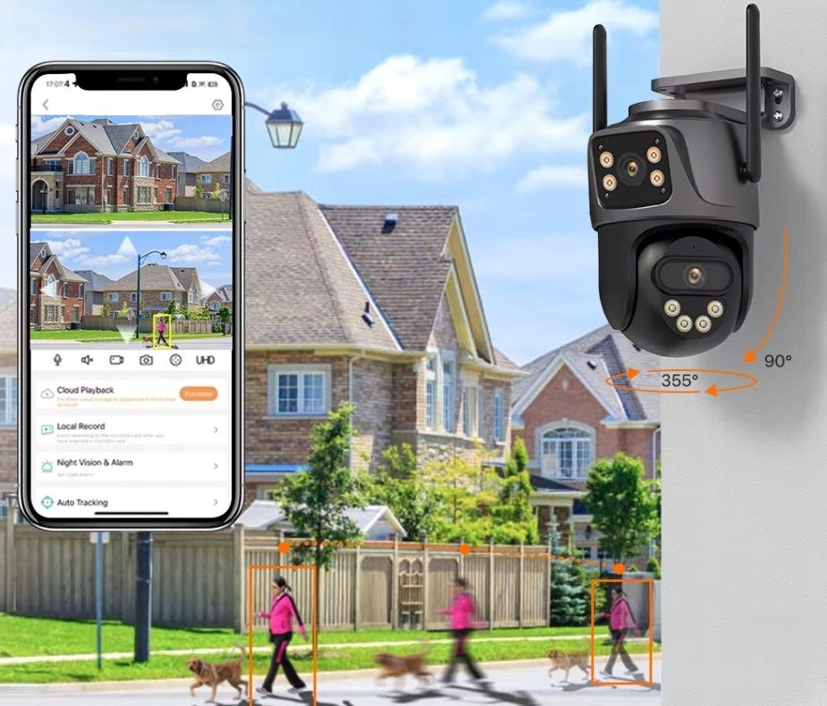 OUTDOOR 4K CAMERA TWO LENSES WIFI 8MP APP ICSee DUO TWO CAMERAS Kind internal external