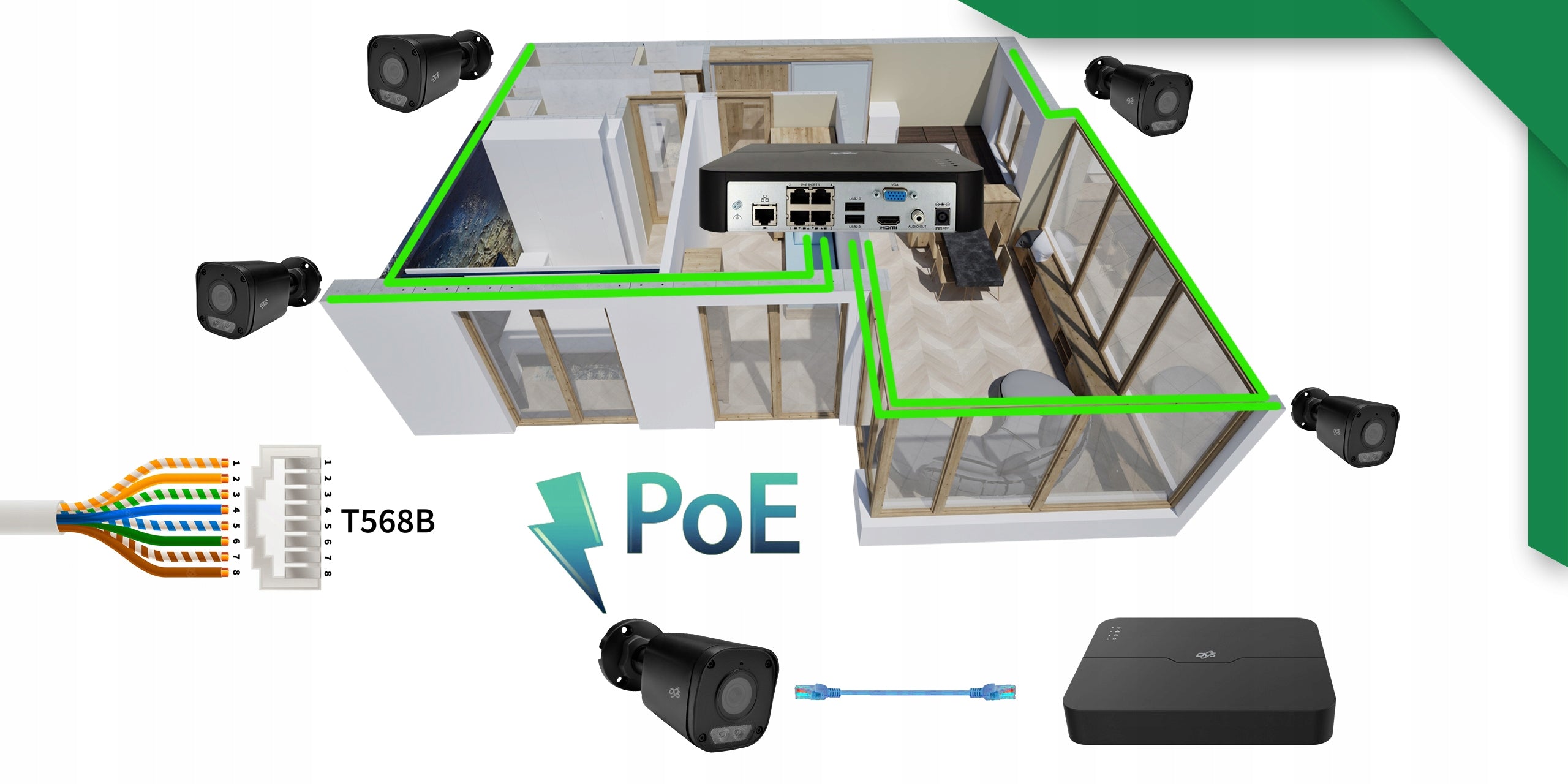 OUTDOOR BLACK CAMERA FOR HOME SURVEILLANCE 8MPX 4K IP POE TUBE BLACK DVS Product weight with unit packaging 1 kg