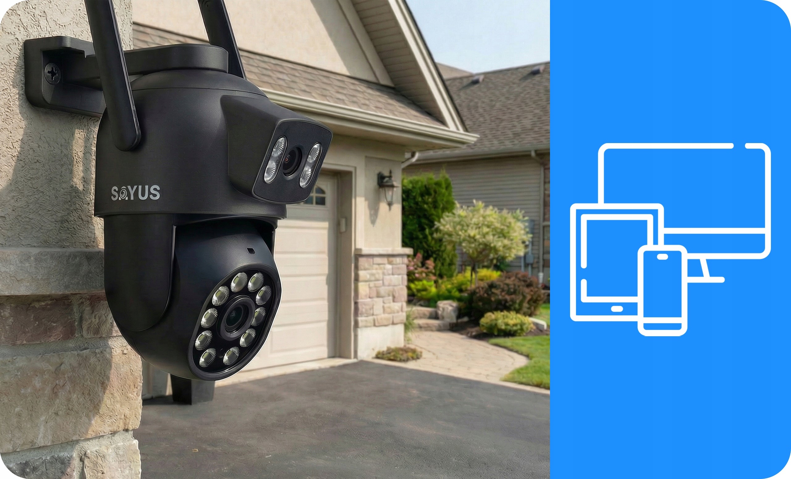 OUTDOOR CAMERA 2x8MPx ROTATING DUAL 5xZOOM ULTRA HD IP WIFI DETECTION Brand Sayus