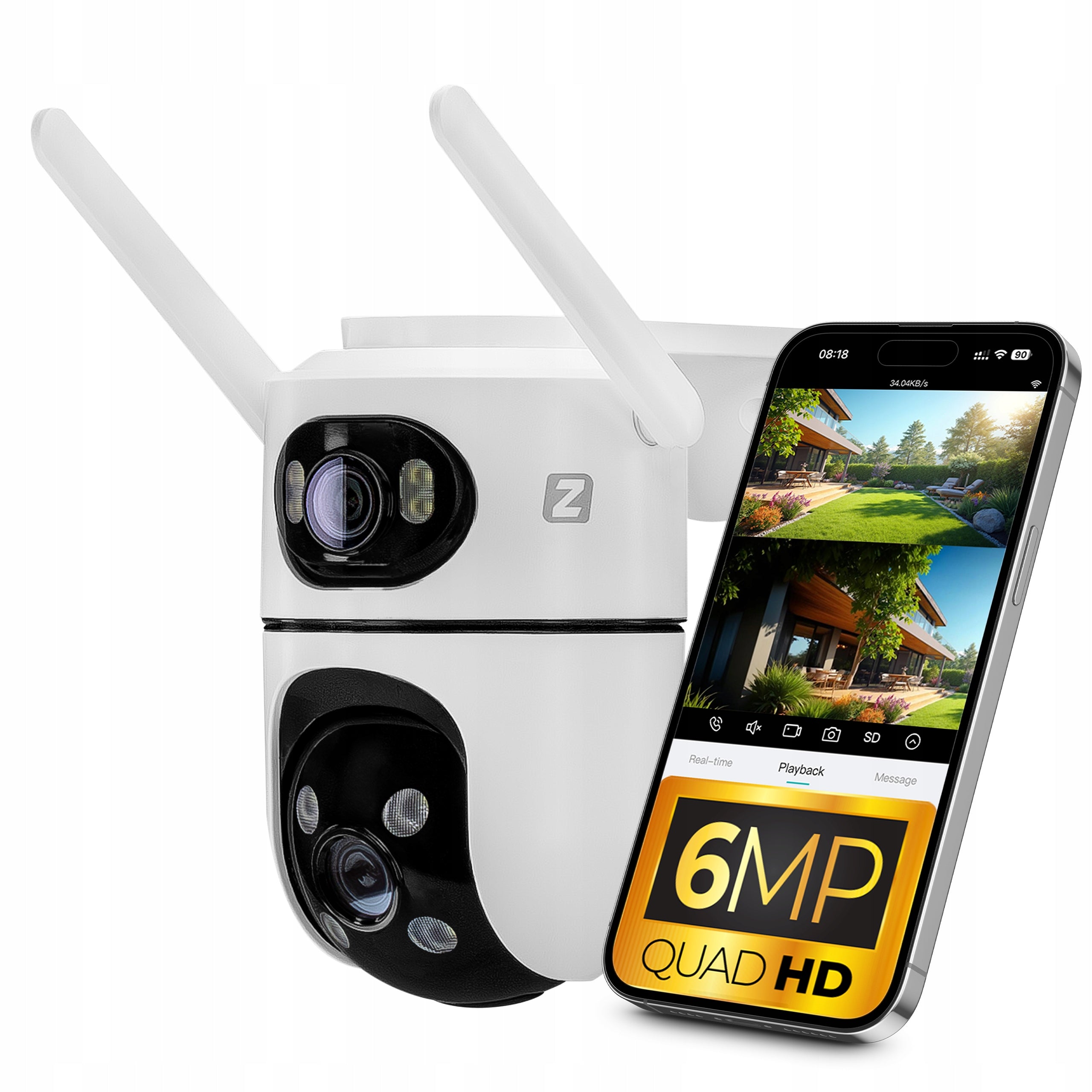 OUTDOOR CAMERA ROTATING IP WIFI ICSEE ZOOM TWO LENSES 6MPx ULTRA HD
