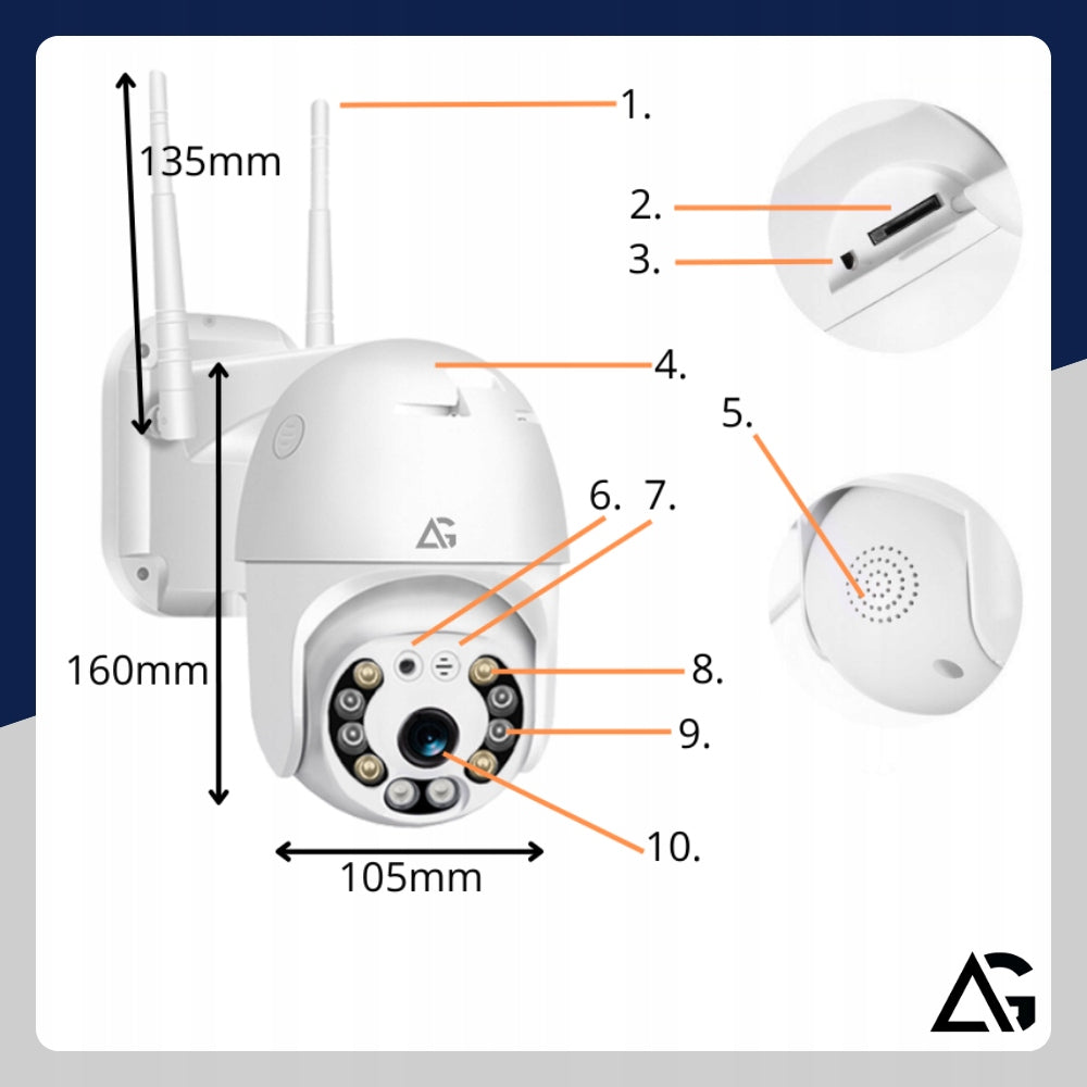 OUTDOOR CAMERA WIFI IP ROTATING FULL HD 3MP SMART 1080p ZOOM 4x DETECTION Kind internal external
